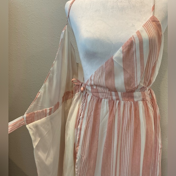 Harper Pink and Ivory Striped Wrap Dress - Picture 9 of 14